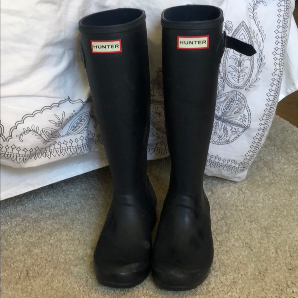 Tall Matte Navy Hunter Boots